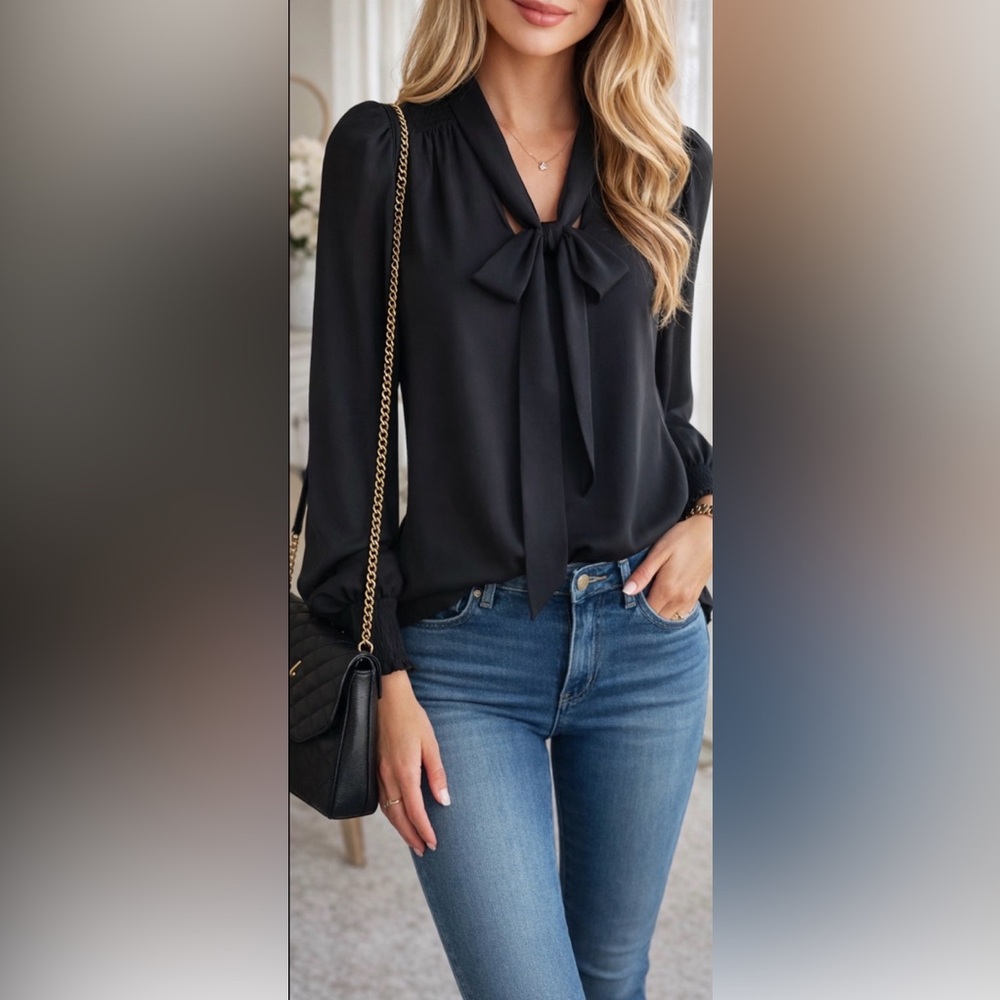 Ralph Lauren Elegant sheer Tie-Neck Women's Blouse size s